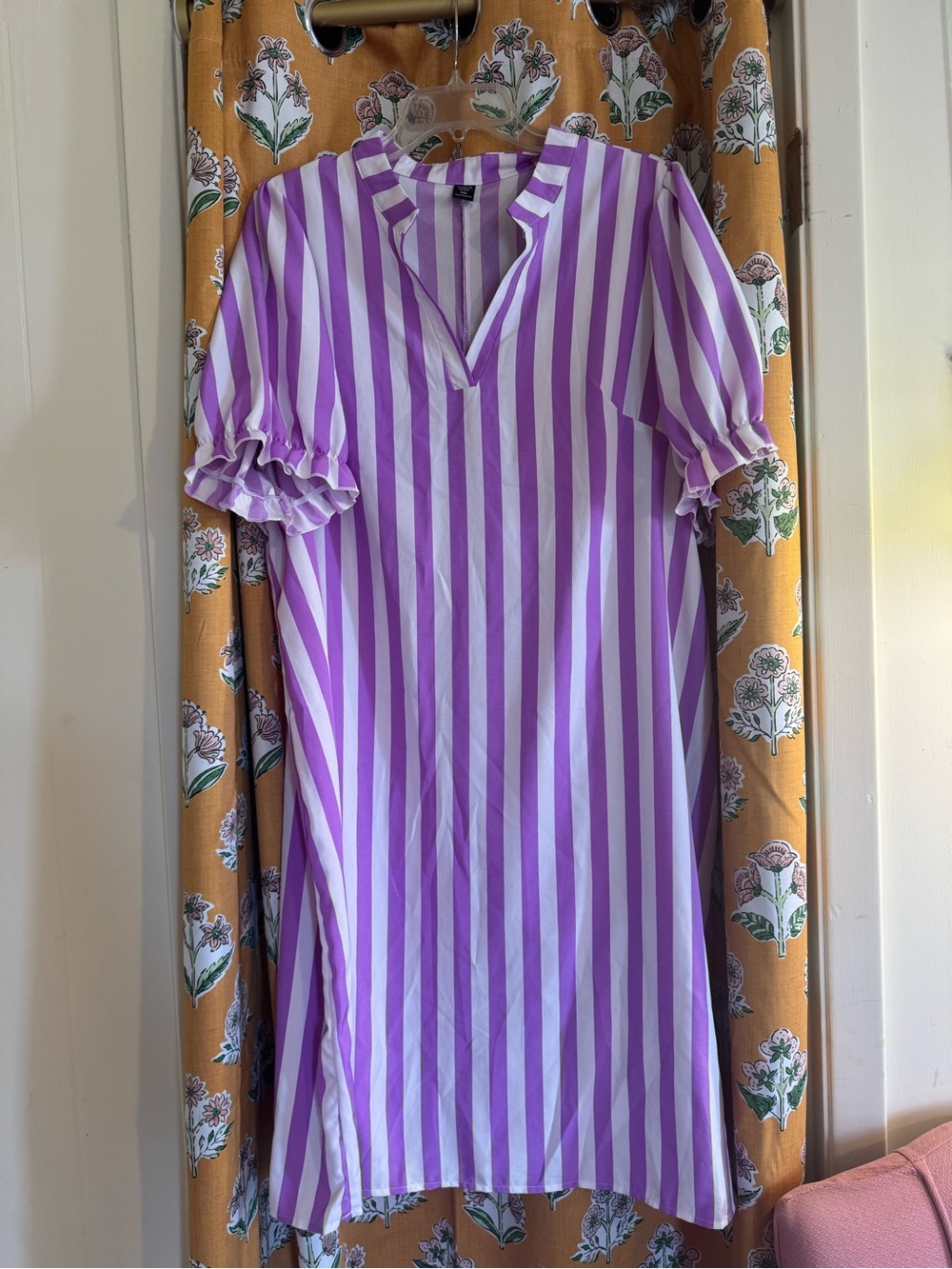 SHEIN Curve Lavender and White Striped Dress